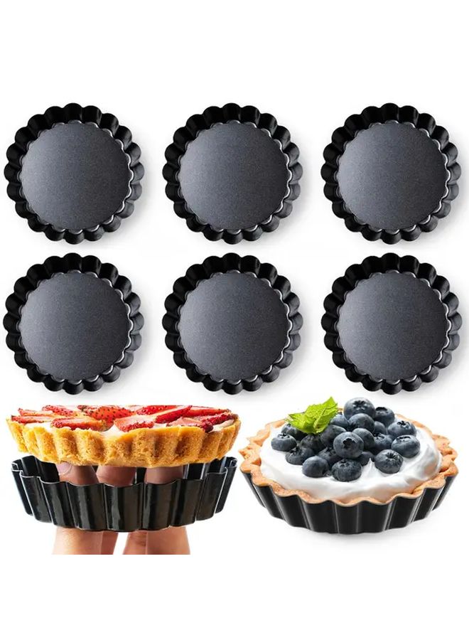 8Pcs Professional Mini Tart Pan Set Nonstick Removable Bottom Carbon Steel - Image 2